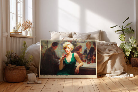 Paul Sinus Wandbild Icon in the Green Dress – Klassisches Glamour-Porträt einer Frau in grünem Kleid, Symbol für Stil, Charme und zeitlose Schönheit