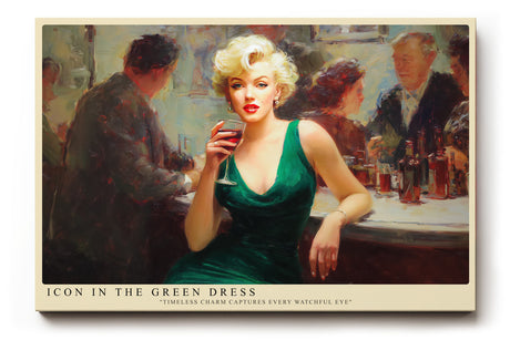 Paul Sinus Wandbild Icon in the Green Dress – Klassisches Glamour-Porträt einer Frau in grünem Kleid, Symbol für Stil, Charme und zeitlose Schönheit