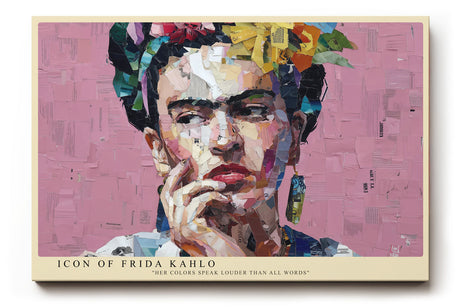 Paul Sinus Wandbild Icon of Frida – farbenstarkes Porträt in Collagestil symbolisiert künstlerische Freiheit, Mut und Individualität