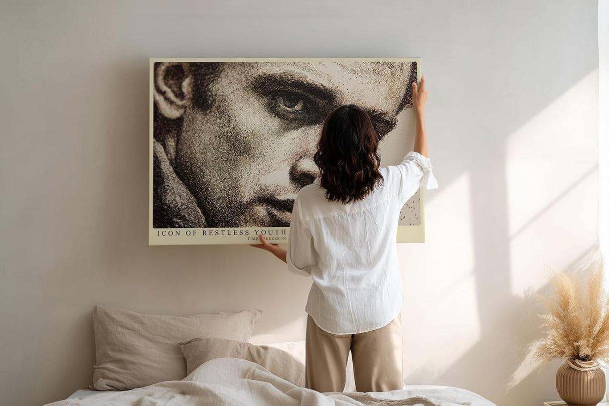 Paul Sinus Wandbild 120x80cm Icon of Restless Youth modernes Portrait Kunst Punkttechnik Poster für Wohnzimmer Büro Studio