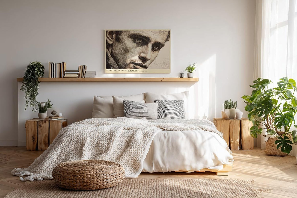 Paul Sinus Wandbild 120x80cm Icon of Restless Youth modernes Portrait Kunst Punkttechnik Poster für Wohnzimmer Büro Studio