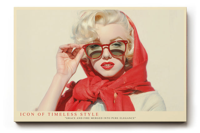 Paul Sinus Wandbild Icon of Timeless Style glamouröses Retro-Porträt einer Frau mit rotem Schal und Sonnenbrille im Stil der 50er Jahre