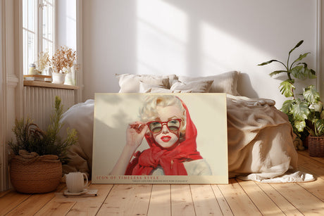Paul Sinus Wandbild Icon of Timeless Style glamouröses Retro-Porträt einer Frau mit rotem Schal und Sonnenbrille im Stil der 50er Jahre