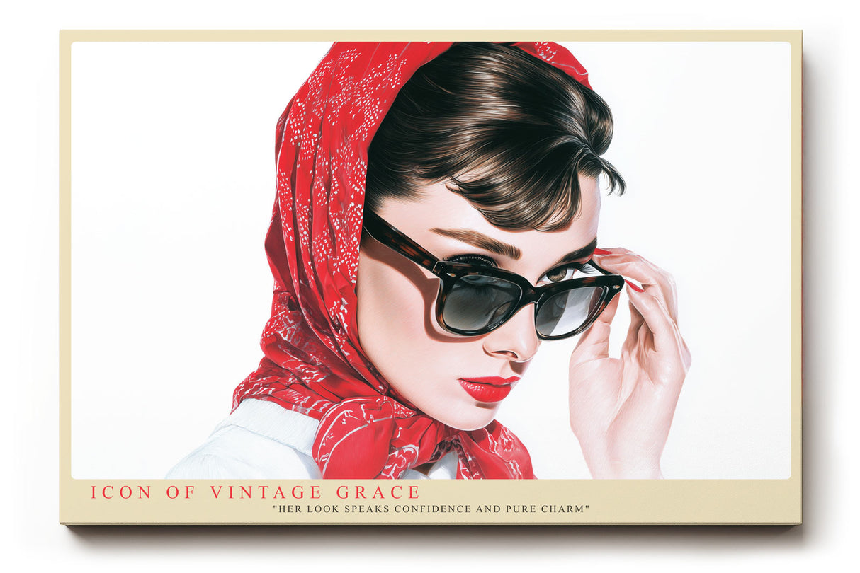 Paul Sinus Wandbild Icon of Vintage Grace – Klassische Eleganz mit rotem Schal und Retro-Charme
