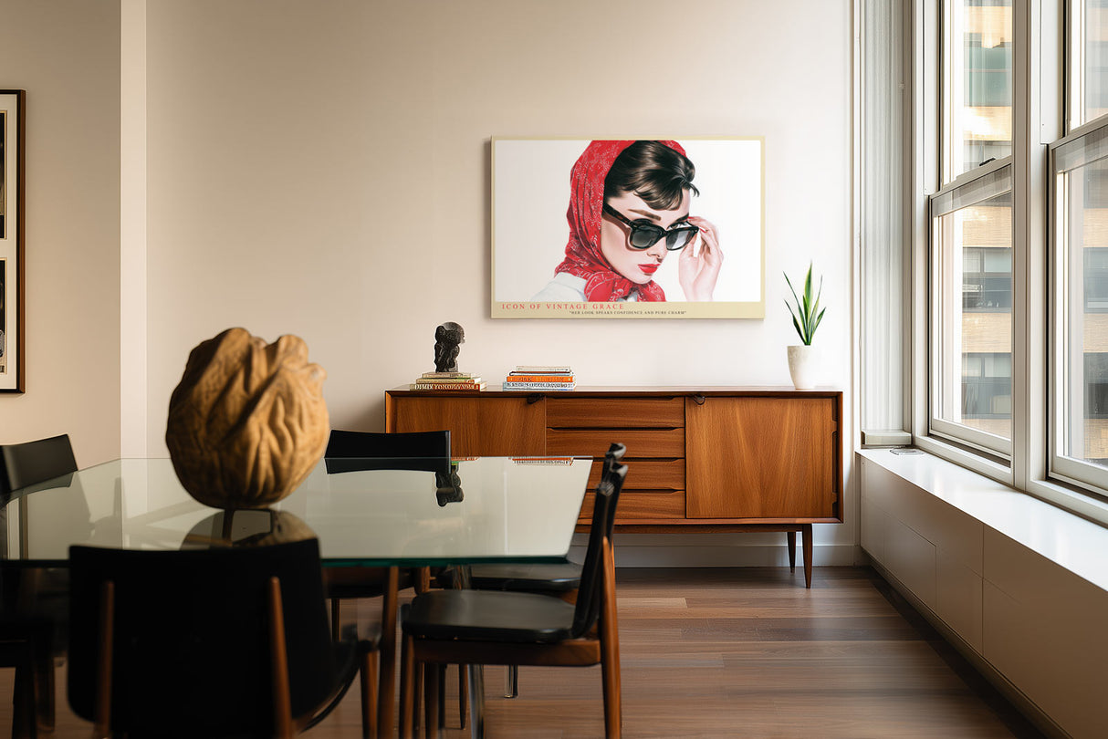 Paul Sinus Wandbild Icon of Vintage Grace – Klassische Eleganz mit rotem Schal und Retro-Charme