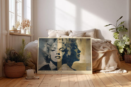 Paul Sinus Wandbild 120x80cm Ikonisches Filmstar Porträt Retro Collage Kunst Poster klassischer Hollywood Stil Frauenporträt Kunstdruck Bild für Wohnzimmer Schlafzimmer Büro