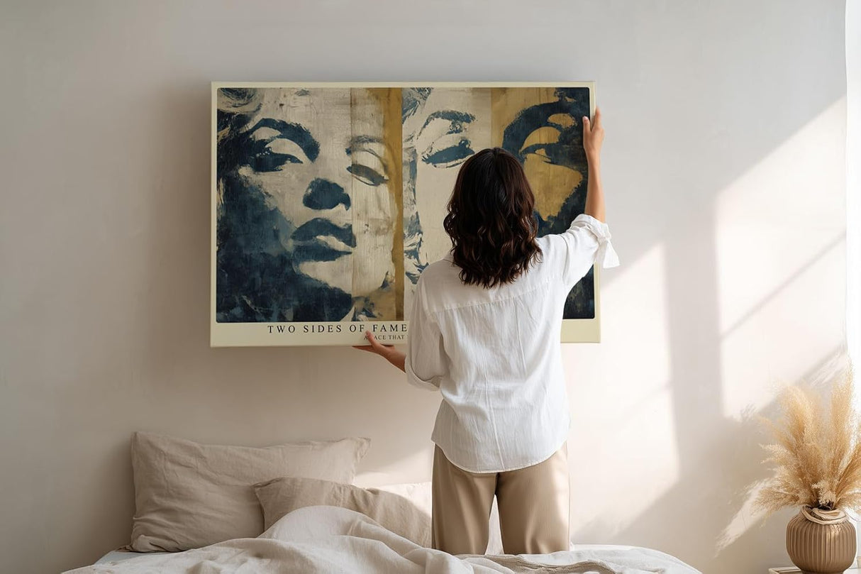 Paul Sinus Wandbild 120x80cm Ikonisches Hollywood Portrait Pop Art LeinWandbild 120x80cm Retro Filmkunst Wanddekoration