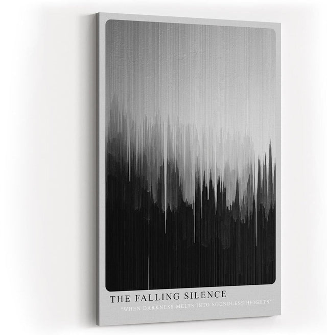Paul Sinus Wandbild in 80x120cm The Falling Silence – Minimalistische Kunst mit vertikalen Farbverläufen in Schwarz und Grau