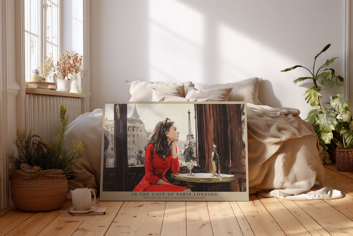 Paul Sinus Wandbild In the Café of Paris Longing – Romantische Stimmung und klassische Eleganz im Herzen von Paris