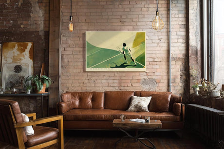 Paul Sinus Wandbild 120x80cm In the Heat of Play Tennis Spieler Moderne Sport Kunst Illustration fuer Wohnzimmer Büro und Fitnessraum