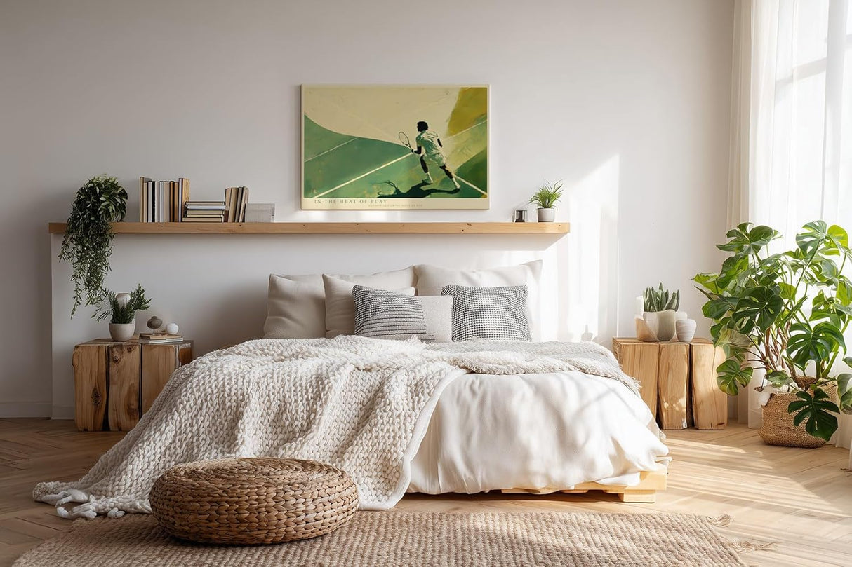 Paul Sinus Wandbild 120x80cm In the Heat of Play Tennis Spieler Moderne Sport Kunst Illustration fuer Wohnzimmer Büro und Fitnessraum