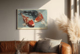 Paul Sinus Wandbild 120x80cm Inkwash Ritual of Carp Japanische Koi Fische Abstrakte Tusche Kunst fuer Wohnzimmer Schlafzimmer und Büro