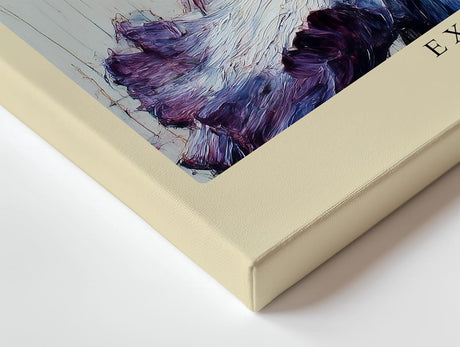 Paul Sinus Wandbild 120x80cm Iris Bluete abstrakte Blumenmalerei moderne Kunst violett weiss expressive Pinselstruktur grosses Blumen Kunstbild stilvolle Wanddekoration fuer Wohnzimmer