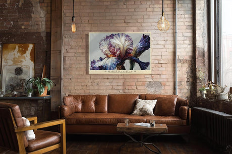 Paul Sinus Wandbild 120x80cm Iris Bluete abstrakte Blumenmalerei moderne Kunst violett weiss expressive Pinselstruktur grosses Blumen Kunstbild stilvolle Wanddekoration fuer Wohnzimmer