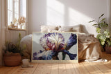 Paul Sinus Wandbild 120x80cm Iris Bluete abstrakte Blumenmalerei moderne Kunst violett weiss expressive Pinselstruktur grosses Blumen Kunstbild stilvolle Wanddekoration fuer Wohnzimmer
