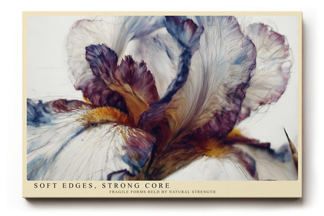 Paul Sinus Wandbild 120x80cm Iris Blume Makro Kunst modern violett creme floral Kunstdruck grosses Blumen Kunstbild elegante Wanddekoration fuer Wohnzimmer Büro