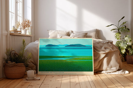 Paul Sinus Wandbild Islands of Stillness – Friedvolle Meereslandschaft in Blau und Grün, inspiriert von Ruhe, Weite und natürlicher Harmonie
