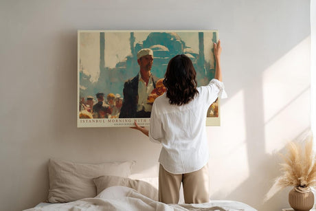 Paul Sinus Wandbild 120x80cm Istanbul Morning with Simit orientalische Straßenszene Brotverkäufer Kunst Poster für Wohnzimmer Küche