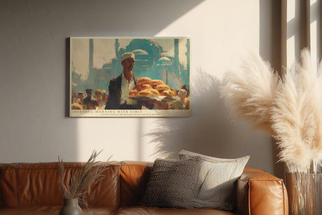 Paul Sinus Wandbild 120x80cm Istanbul Morning with Simit orientalische Straßenszene Brotverkäufer Kunst Poster für Wohnzimmer Küche