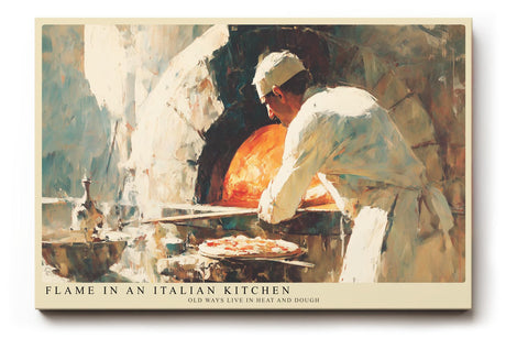 Paul Sinus Wandbild 120x80cm Italienischer Pizzabäcker Szene Küche Kunst in Warmen Farben für Wohnzimmer Küche Café und Restaurant