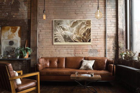 Paul Sinus Wandbild 120x80cm Ivory Plumes in Stillness Abstrakte Federstruktur in Beige Moderner Natur Kunststil fuer Wohnzimmer Schlafzimmer und Büro