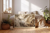 Paul Sinus Wandbild 120x80cm Ivory Plumes in Stillness Abstrakte Federstruktur in Beige Moderner Natur Kunststil fuer Wohnzimmer Schlafzimmer und Büro