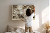 Paul Sinus Wandbild 120x80cm Ivory Plumes in Stillness Abstrakte Federstruktur in Beige Moderner Natur Kunststil fuer Wohnzimmer Schlafzimmer und Büro