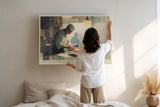 Paul Sinus Wandbild 120x80cm Japanischer Sushi Meister Küche Kunst in Warmem Licht für Küche Esszimmer Restaurant und Bar