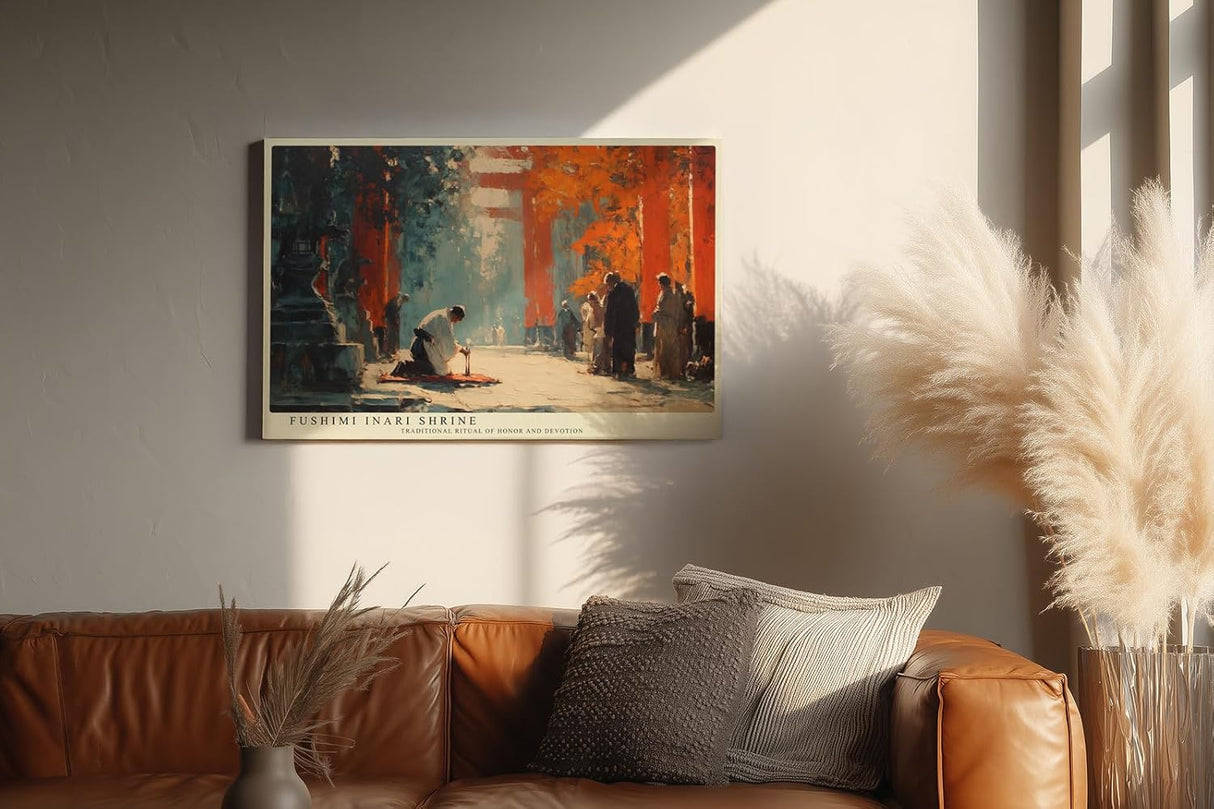 Paul Sinus Wandbild 120x80cm Japanischer Tempel Fushimi Inari Schrein mit Torii Toren Spirituelle Landschaftskunst