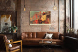 Paul Sinus Wandbild 120x80cm Jazz Musiker Saxophon Szene Vintage Musik Kunst in Rot Gold für Wohnzimmer Bar und Büro