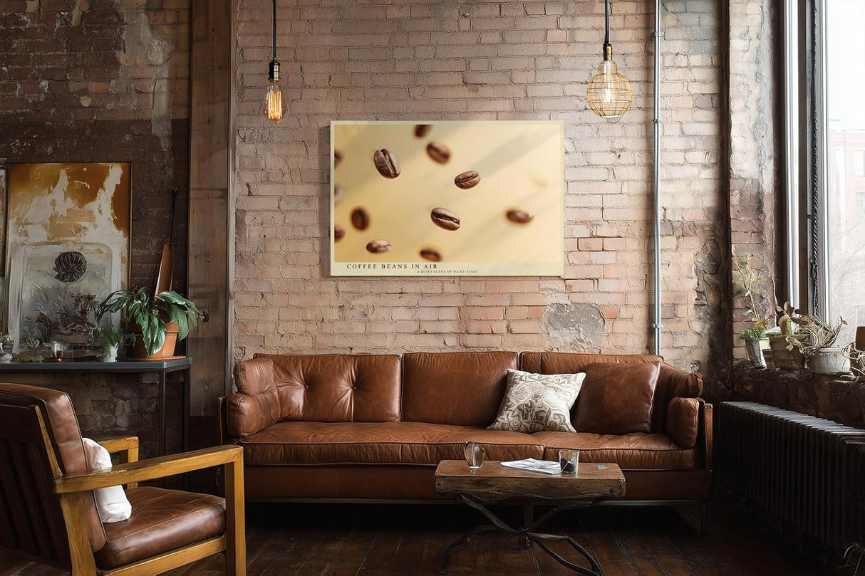 Paul Sinus Wandbild 120x80cm Kaffee Bohnen moderne Fotografie minimalistische Food Kunst warmes Farbspiel Kunstdruck stilvolle Wanddekoration fuer Kueche Esszimmer Cafe