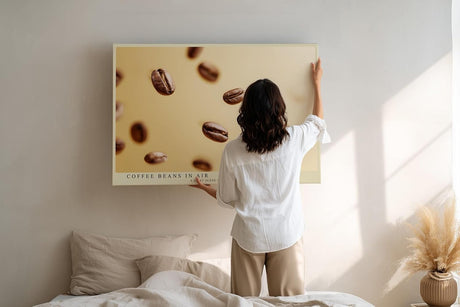 Paul Sinus Wandbild 120x80cm Kaffee Bohnen moderne Fotografie minimalistische Food Kunst warmes Farbspiel Kunstdruck stilvolle Wanddekoration fuer Kueche Esszimmer Cafe