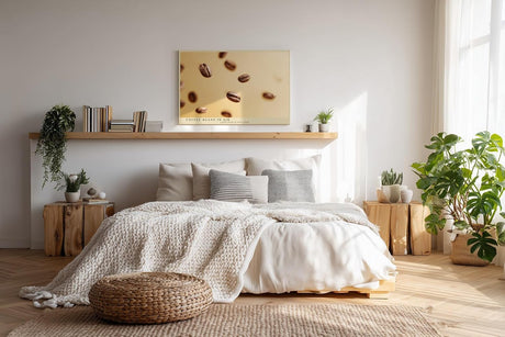 Paul Sinus Wandbild 120x80cm Kaffee Bohnen moderne Fotografie minimalistische Food Kunst warmes Farbspiel Kunstdruck stilvolle Wanddekoration fuer Kueche Esszimmer Cafe