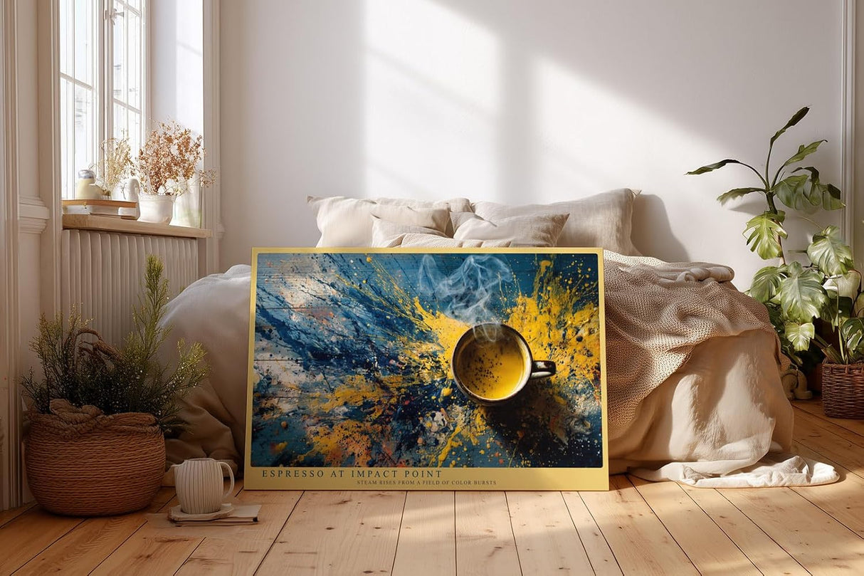 Paul Sinus Wandbild 120x80cm Kaffee Espresso Abstrakte Kunst Moderne Stillleben Komposition mit Farbspritzern