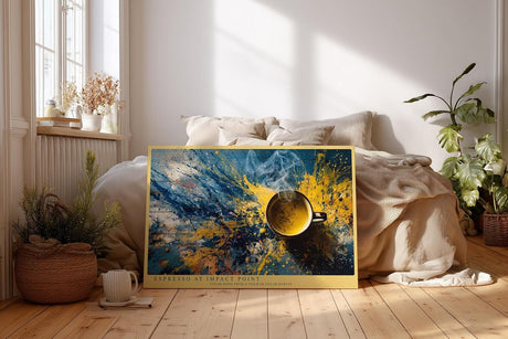 Paul Sinus Wandbild 120x80cm Kaffee Espresso Abstrakte Kunst Moderne Stillleben Komposition mit Farbspritzern