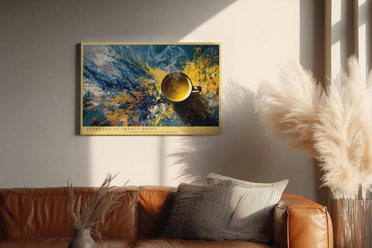 Paul Sinus Wandbild 120x80cm Kaffee Espresso Abstrakte Kunst Moderne Stillleben Komposition mit Farbspritzern
