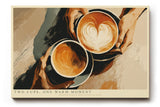 Paul Sinus Wandbild 120x80cm Kaffee Kunst Zwei Tassen Latte Art warme Cafe Szene moderne Kuechen und Cafe Wanddekoration