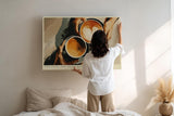 Paul Sinus Wandbild 120x80cm Kaffee Kunst Zwei Tassen Latte Art warme Cafe Szene moderne Kuechen und Cafe Wanddekoration