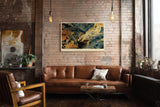 Paul Sinus Wandbild 120x80cm Kaffee Natur Illustration Moderne Kunst in Blau Gold und Braun für Wohnzimmer Küche und Büro