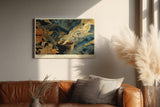 Paul Sinus Wandbild 120x80cm Kaffee Natur Illustration Moderne Kunst in Blau Gold und Braun für Wohnzimmer Küche und Büro