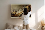 Paul Sinus Wandbild 120x80cm Kaffee Splash abstrakte Food Fotografie Cafe Latte Creme und Espresso Dynamik moderne Wanddekoration fuer Kueche Esszimmer Wohnzimmer
