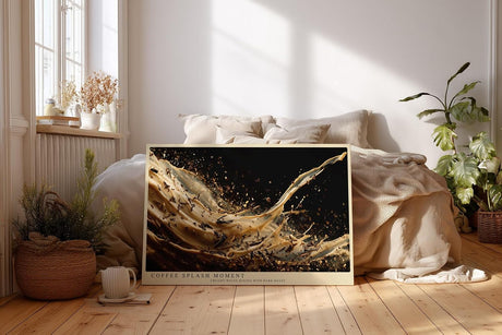 Paul Sinus Wandbild 120x80cm Kaffee Splash Fotokunst dynamische Kaffee Bewegung mit cremigen Wellen modernes Food Kunstbild für Küche Café Bar Wohnzimmer