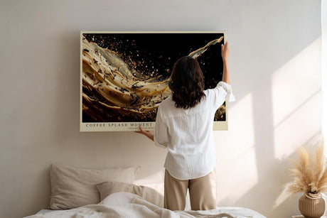 Paul Sinus Wandbild 120x80cm Kaffee Splash Fotokunst dynamische Kaffee Bewegung mit cremigen Wellen modernes Food Kunstbild für Küche Café Bar Wohnzimmer