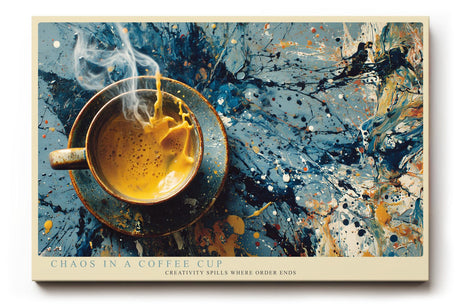 Paul Sinus Wandbild 120x80cm Kaffee Tasse Abstrakte Kunst Modernes Stillleben mit Farbspritzern und kreativer Dynamik