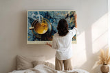 Paul Sinus Wandbild 120x80cm Kaffee Tasse Abstrakte Kunst Modernes Stillleben mit Farbspritzern und kreativer Dynamik
