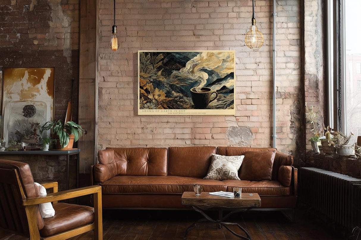Paul Sinus Wandbild 120x80cm Kaffee Tasse Landschaft abstrakte Natur Illustration moderne Kunst Wanddekoration Kueche Wohnzimmer