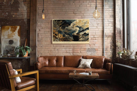 Paul Sinus Wandbild 120x80cm Kaffee Tasse Landschaft abstrakte Natur Illustration moderne Kunst Wanddekoration Kueche Wohnzimmer