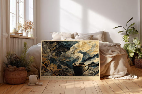 Paul Sinus Wandbild 120x80cm Kaffee Tasse Landschaft abstrakte Natur Illustration moderne Kunst Wanddekoration Kueche Wohnzimmer