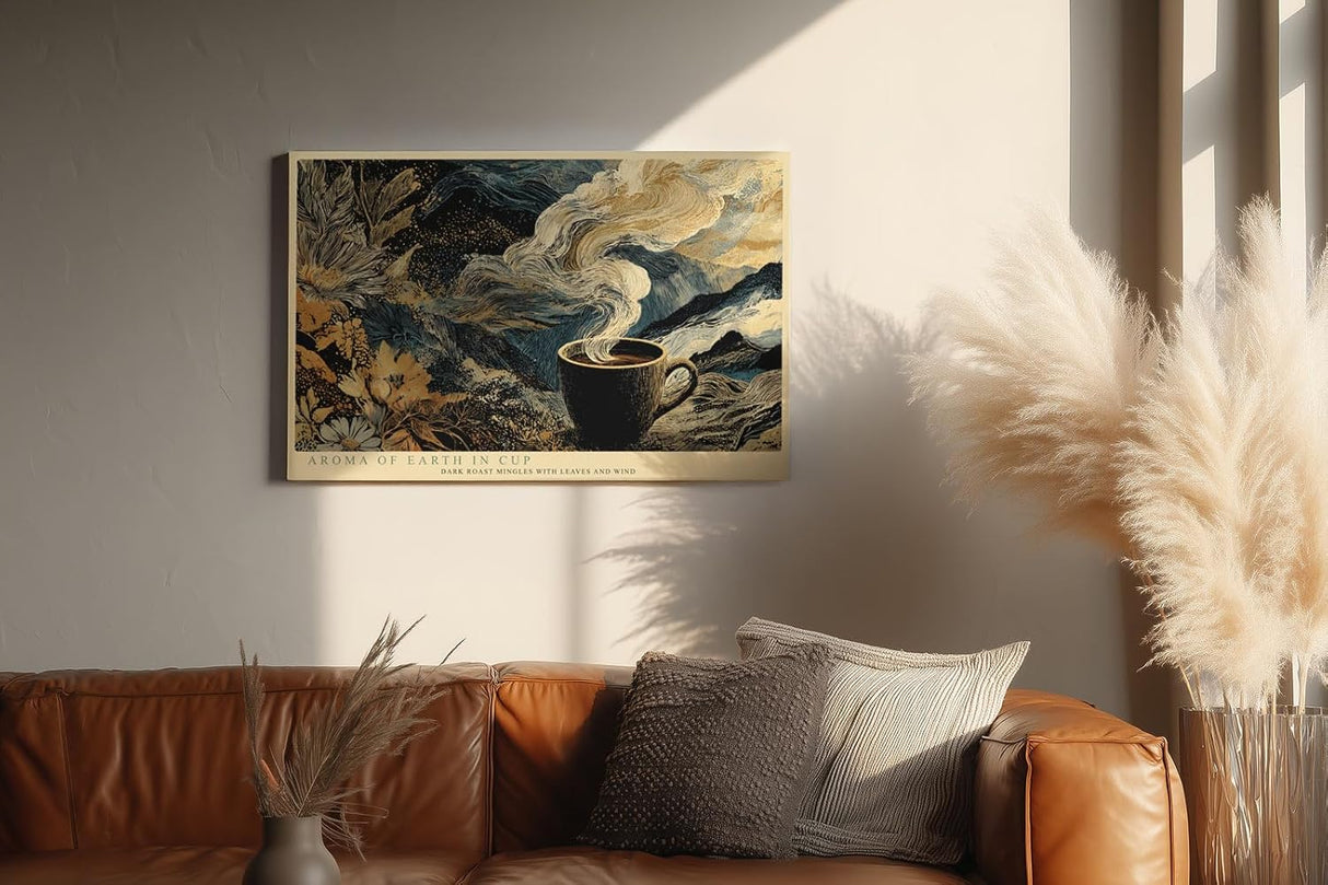 Paul Sinus Wandbild 120x80cm Kaffee Tasse Landschaft abstrakte Natur Illustration moderne Kunst Wanddekoration Kueche Wohnzimmer