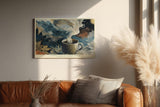 Paul Sinus Wandbild 120x80cm Kaffee Tasse mit Dampf in Nachtstimmung Abstrakte Kunst in Blau Gold Wanddekoration